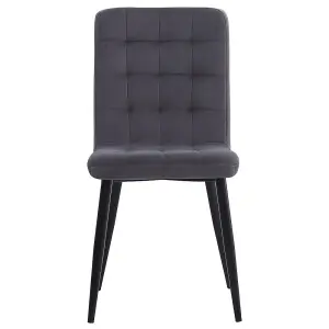 Dining Chair Set of 4 Dark Grey Frosted Velvet Dining Chairs Kitchen Accent Chair with Metal Legs