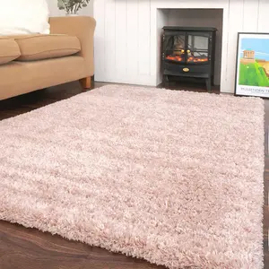 Super Soft Blush Pink Shaggy Area Rug 120x170cm