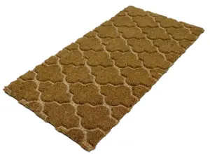 A.Unique Home 15mm Natural Coir Doormat with Printed Pattern 40cm x 80cm - Non-Slip PVC Backed - EMBOSSED TRELLIS MAT