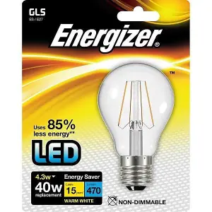 Energizer 4w BC 2700k Clear GLS LED Light Bulb - Extra Warm White