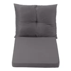 Outdoor Dark Grey 2Pcs Garden Sofa Cushion Backrest Set