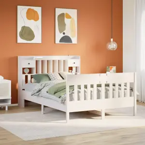 Berkfield Bed Frame without Mattress White 140x200 cm Solid Wood Pine