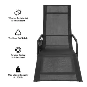 GardenKraft Outdoor Rocking Sun Loungers - Black Colour with Side Bag