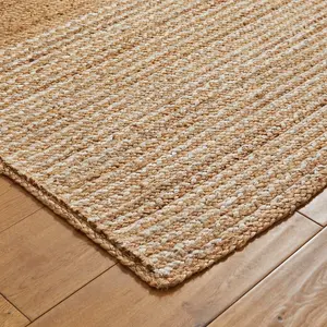 Handmade Modern Natural Easy to Clean Stripes Plain Rug for Living Room & Bedroom-120cm X 170cm