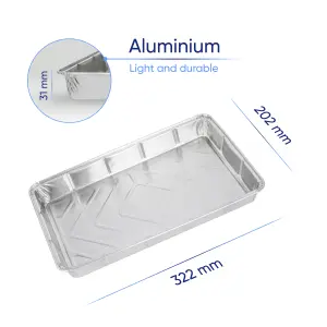 20 Pk Coppice Aluminium Foil Tray for Baking, BBQ, Roasting, Grilling & Food Storage 32 x 20 x 3cm. Freezer, Microwave & Oven Safe