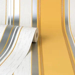 Crown Synergy Stripe Mustard Wallpaper M1721