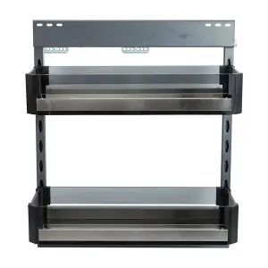 2 Tier Heavy Duty Slide Out Kitchen Storage Cupboard Organiser Shelf, Cabinet for Home Pantry Organisation 20 x 47 x 58cm