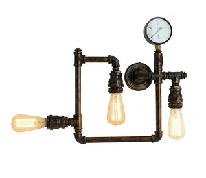 Luminosa AMARCORD Industrial 3 Light Semi Flush Light Rust 48x44cm