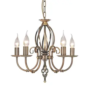 Elstead Artisan 5 Light Chandelier Aged Brass Finish, E14