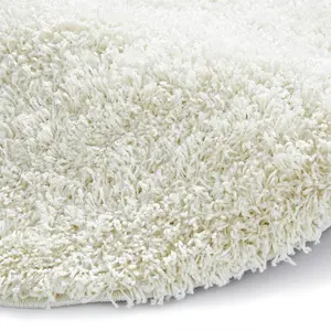 Cream Solid Plain Shaggy Machine Made Easy to Clean Rug for Living Room Bedroom and Dining Room-80cm X 150cm