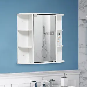 White Wall Mount Bathroom Mirror Cabinet 630 x 660 mm