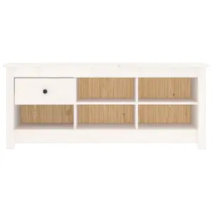 Berkfield Shoe Cabinet White 110x38x45.5 cm Solid Wood Pine