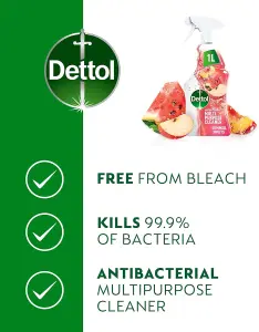 Dettol Antibacterial Multipurpose Cleaning Spray, Summer Fruits Fragrance, Multipack 1L x 3