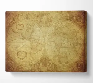 The Map Of The World Vintage Canvas Print Wall Art - Medium 20 x 32 Inches