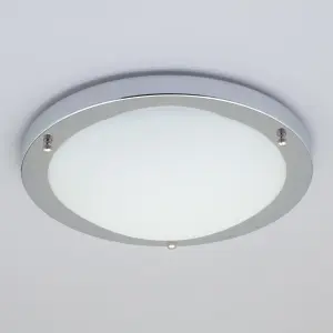 Litecraft Mari Chrome Large Bathroom Flush Ceiling Light