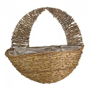 Hanging Basket Wall Mounted Flower Holder Garden Rattan Outdoor Decor 16'' Lined