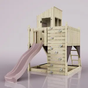 PolarPlay Kids Scandinavian Style Climbing Platform & Playhouse with Slide - Fiske Rose