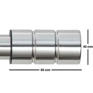 A.Unique Home Plain Barrel Metal Extendable Curtain Pole with Rings and Fittings (25/28mm) -Brushed Steel, 180cm - 340cm Approx