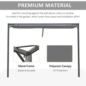 Outsunny 3 x 3(m) Outdoor Pergola Retractable Canopy Wall Mounted Gazebo Grey