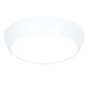 Luminosa Vigor Led Flush Ceiling Light 325mm Round Flush IP44 16W Gloss White