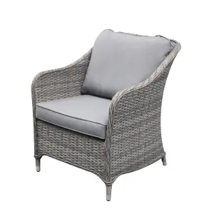 GoodHome Hamilton Steeple grey Rattan effect 4 Seater Coffee set