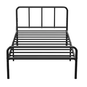 House of Home Black Single Metal Bed Frame Extra Strong with Rounded Headboard