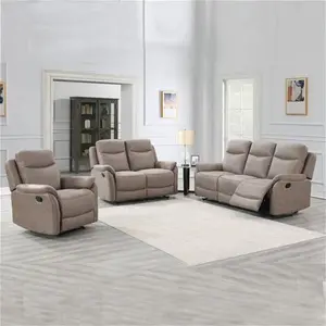 Dunelm Evan Faux Suede 3 Seater Manual Recliner Sofa, Industrial, Natural, Beige