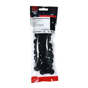 TIMco Hinged Screw Cap Large Black - To fit 5.0 to 6.0 Screw - 50 Pieces