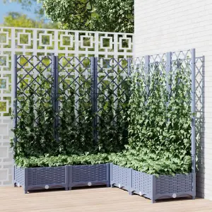 Berkfield Garden Planter with Trellis Dark Grey 120x120x121.5 cm PP