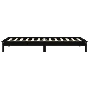 Berkfield Bed Frame Black 75x190 cm Small Single Solid Wood Pine