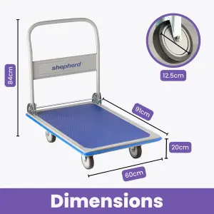 Folding Platform Trolley 270kg, Heavy-Duty Push Cart, Equipment Appliance Furniture Removal Hand Truck with Handle, Anti-Slip Deck