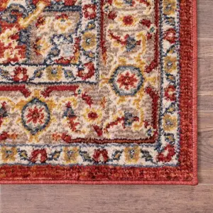 Red Traditional Bordered Floral Persian Rug for Dining Room-120cm X 170cm