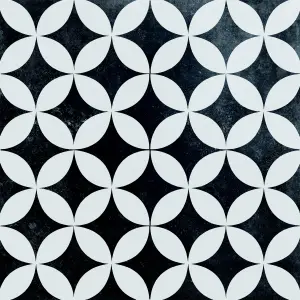 Radford Black & white Matt Patterned Porcelain Outdoor Floor Tile, Pack of 2, (L)604mm (W)604mm