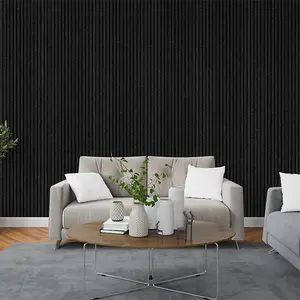 Wood Slat Wall Panels - Charcoal Wood Black Acoustic Felt - 2400x600x22mm - Premium Quality by Proclad