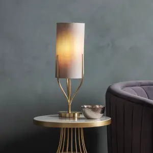 Finn Satin Brushed Gold Natural Lined Shade 1 Light Table Light