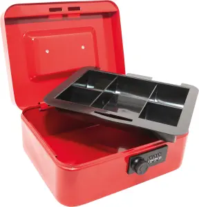 3-Digit Combination Home Office Cash Document Safe Box with Coin Tray- Red