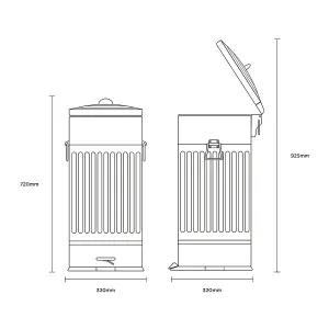 Charles Bentley 30L Retro Steel Waste Rubbish Kitchen Pedal Bin Heritage Green