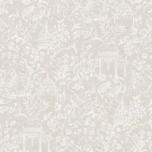 Galerie Secret Garden Beige Botanical Toile Wallpaper Roll