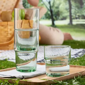 Pasabahce Aware Hill Recycled Stacking Highball Glasses - 440ml - Green - Pack of 4