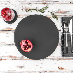 Argon Tableware - Round Slate Placemats & Coasters Set - 12pc