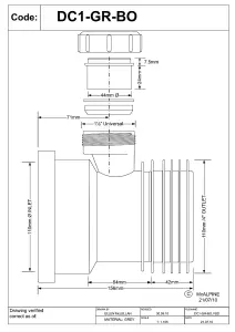 McAlpine DC1-GR-BO Grey 4"/110mm Drain Connector with Boss