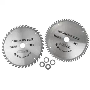 2pc 250mm TCT Circular Saw Blades 40 and 60 Teeth with Adapter Rings