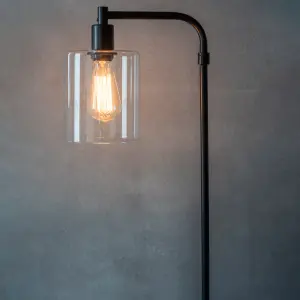 Anson Lighting Newbrook Floor light finished in Matt black and clear glass