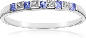 Tanzanite 0.18Ct And Diamond 9K White Gold Ring