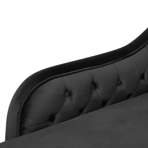 Right Hand Chaise Lounge Velvet Black NIMES