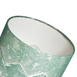 Contemporary Emerald Green Drum Lamp Shade with Gold and Silver Metallic Decor