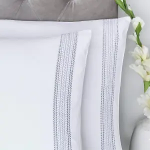 Embroidered Band 100% Cotton Embroidered Duvet Cover Set