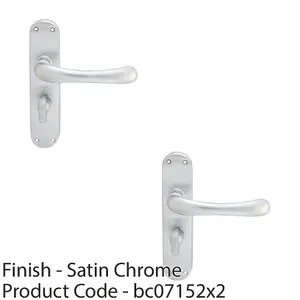 2 PACK - Smooth Rounded Bathroom Latch Door Handle - Satin Chrome Lever on Backplate