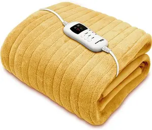 Dreamcatcher Gold Heated Throw Electric Blanket, 160 X 120cm Heated Blanket Machine Washable Soft Micro Fleece Electric Throw Overblanket With 9HR