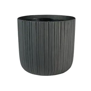 Vogue Black Linear Indoor Succulent Plant Pot - Ceramic. Small (H8 x W9 cm)